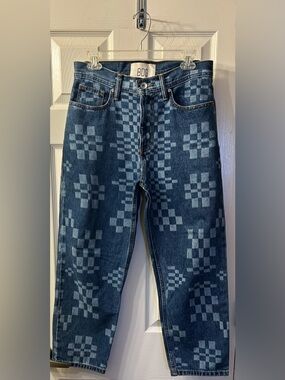 BDG Men's Blue Checkerblock Relaxed Jeans